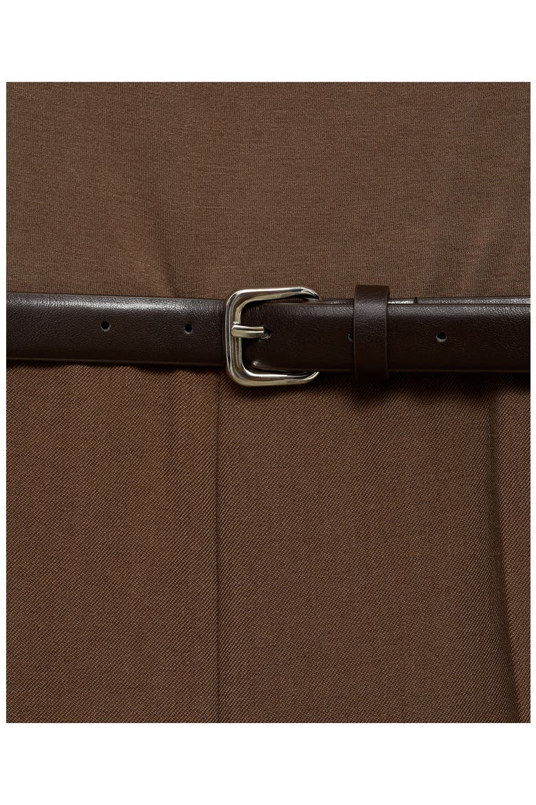 Belted Long Sleeve One-Shoulder Jumpsuit, Alternate, color, BROWN