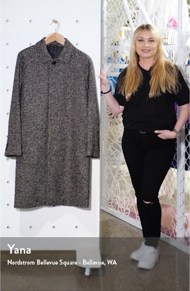 Raglan Sleeve Tweed Wool Blend Trench Coat, sales video thumbnail