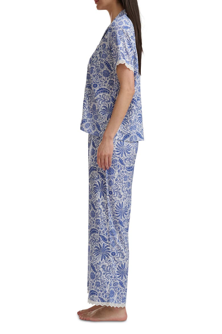Notch Collar Crop Pajamas, Alternate, color, PALMS