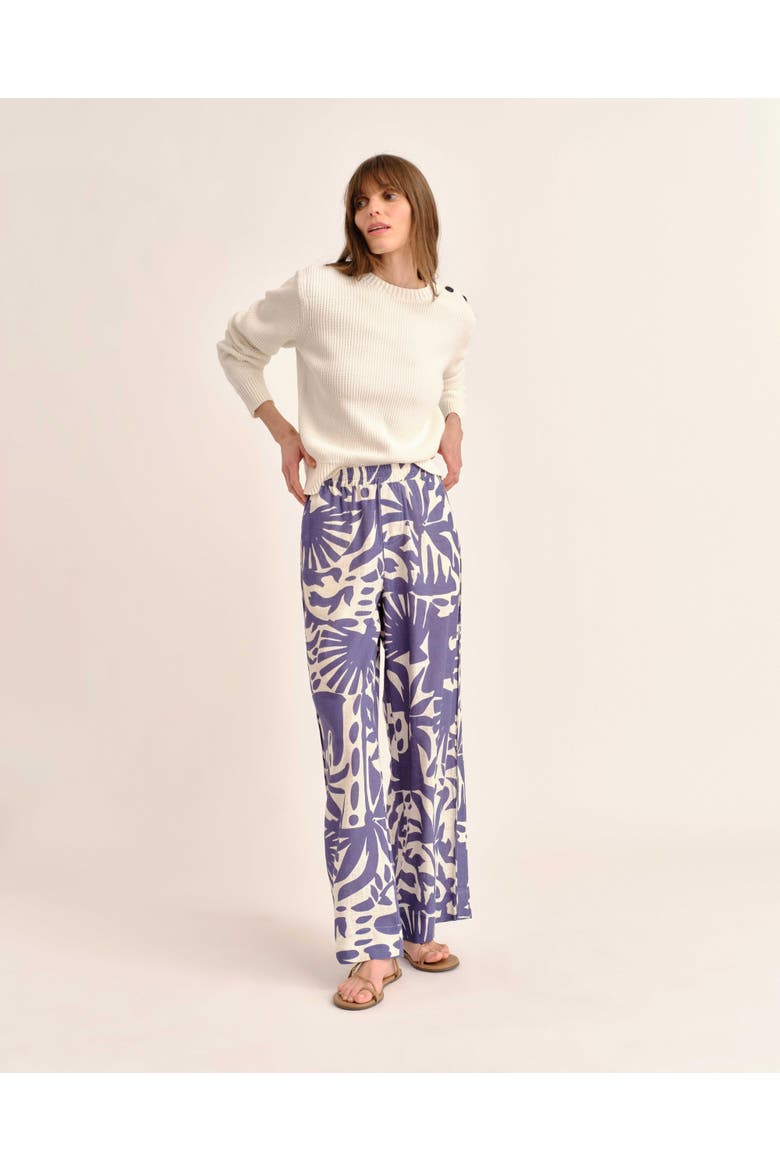 Mia Printed Linen Pant, Alternate, color, Coastal Indigo