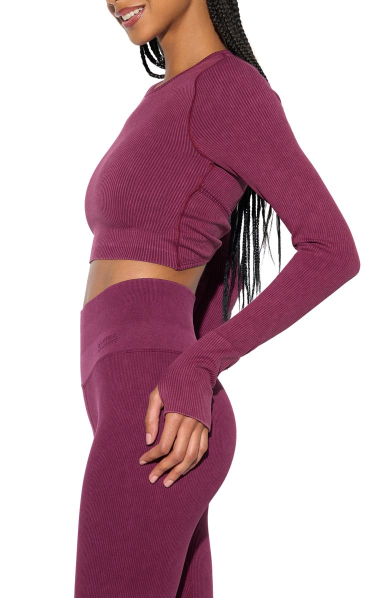 Spiritual Gangster Liberty Mineral Wash Rib Crop Top, Alternate, color, Dark Dahlia