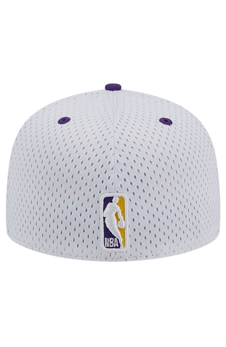 New Era Men's New Era White/Purple Los Angeles Lakers Throwback 2Tone 59FIFTY Fitted Hat, Alternate, color, 