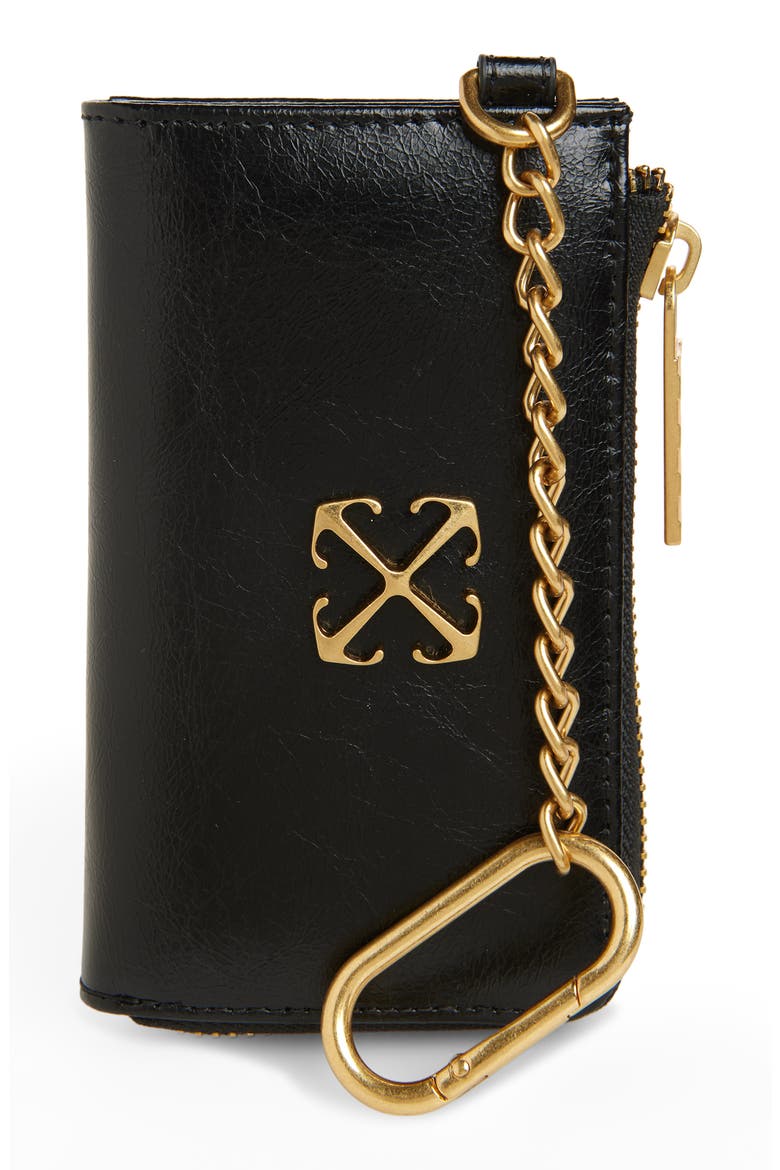Leather Key Chain Wallet, Main, color, BLACK