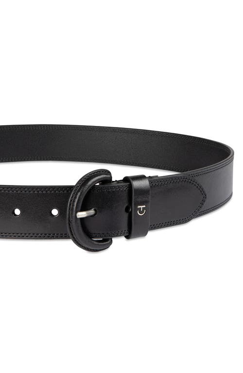 Cole Haan Covered Buckle Leather Belt In Black