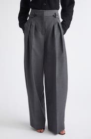 Jason Wu Collection Pleat Front High Waist Tropical Wool Wide Leg Trousers