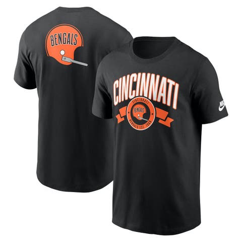 Men's Nike Black Cincinnati Bengals Rewind Front and Back Hit Essential T-Shirt