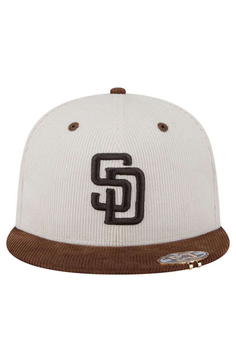 New Era Men's New Era Cream/Brown San Diego Padres Two-Tone Corduroy 59FIFTY Fitted Hat, Alternate, color, Cream
