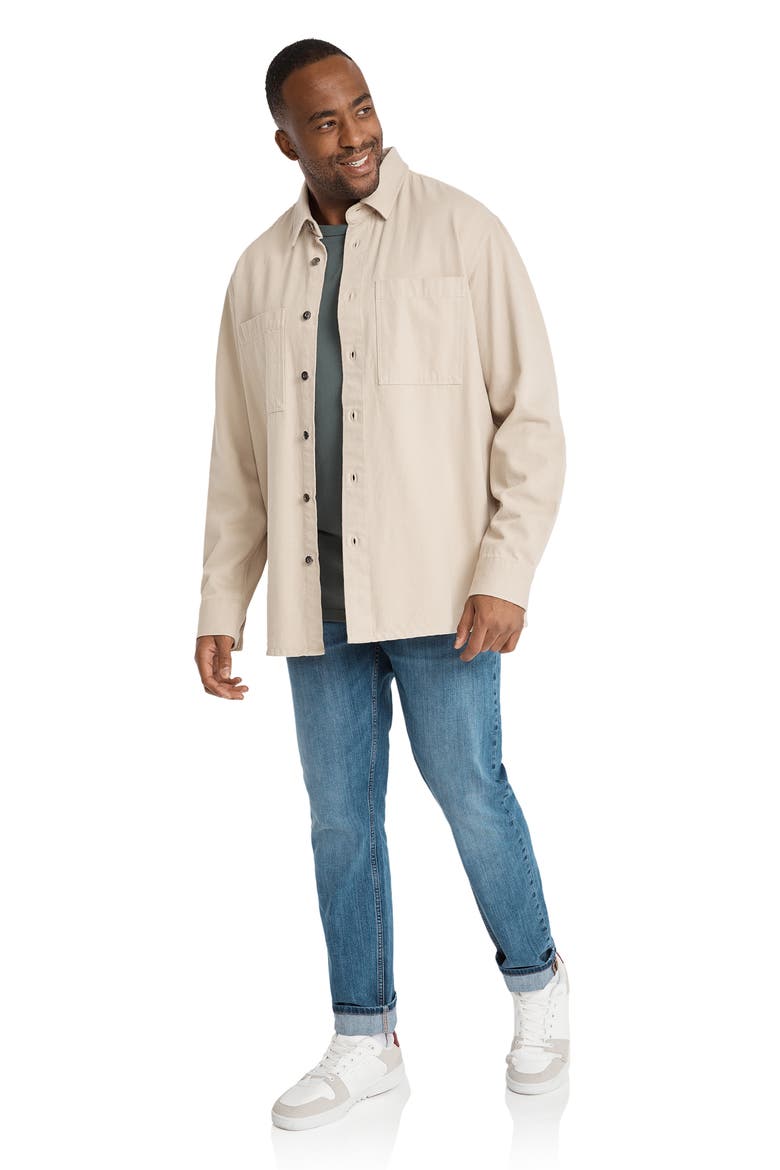 Kendrick Oversize Cotton Twill Overshirt, Alternate, color, STONE
