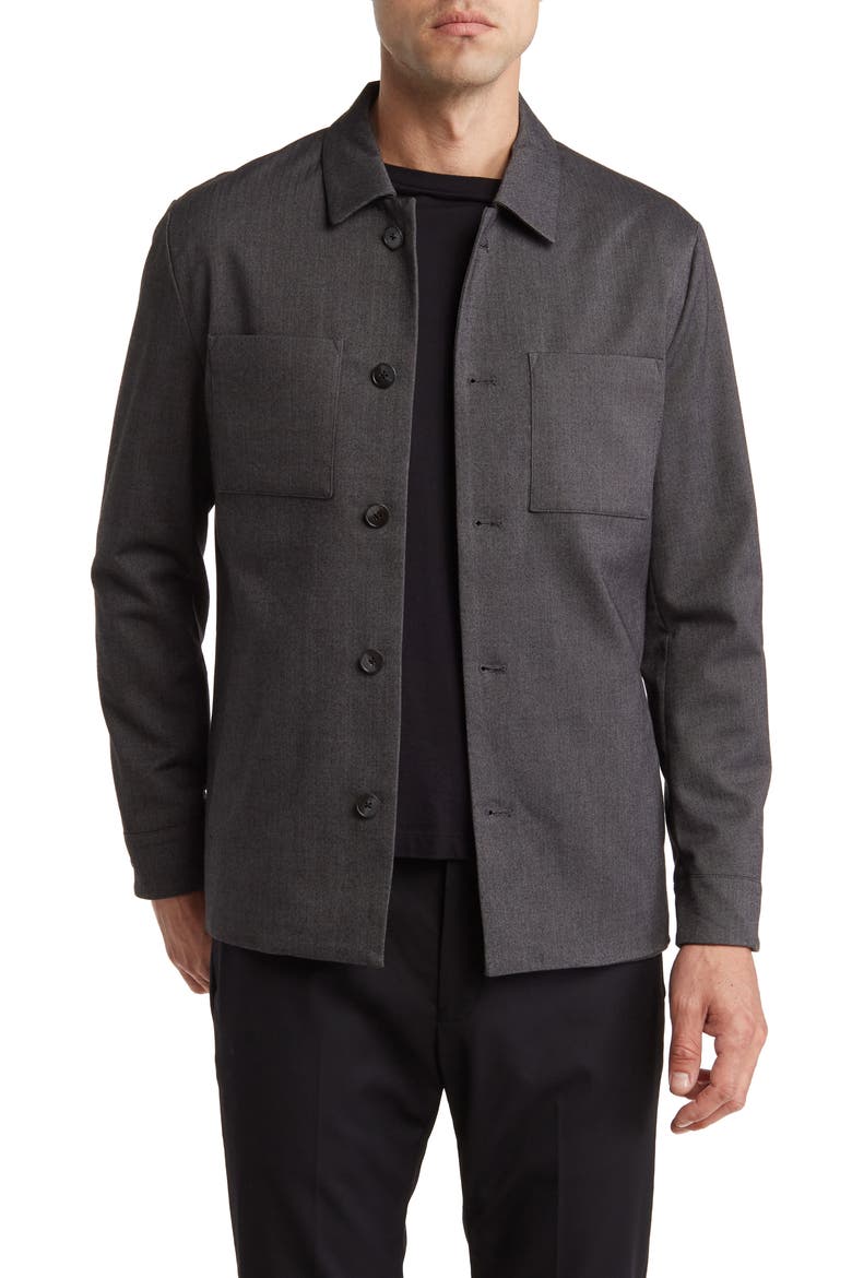 Corsa Herringbone Shirt Jacket, Main, color, DARK CHARC