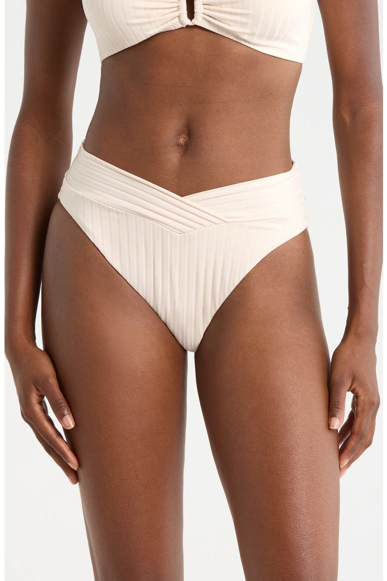 V-Front High Cut Bikini Bottoms, Main, color, WHITE SAND