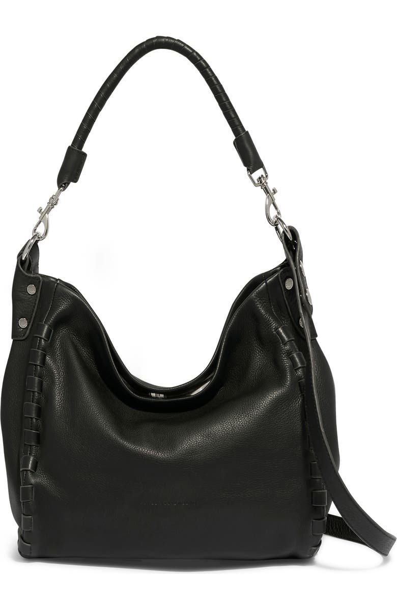 AIMEE Zen Leather Hobo, Main, color, Black
