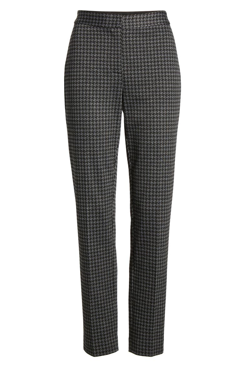 Houndstooth Check Ankle Skinny Ponte Pants, Alternate, color, RICH BLACK