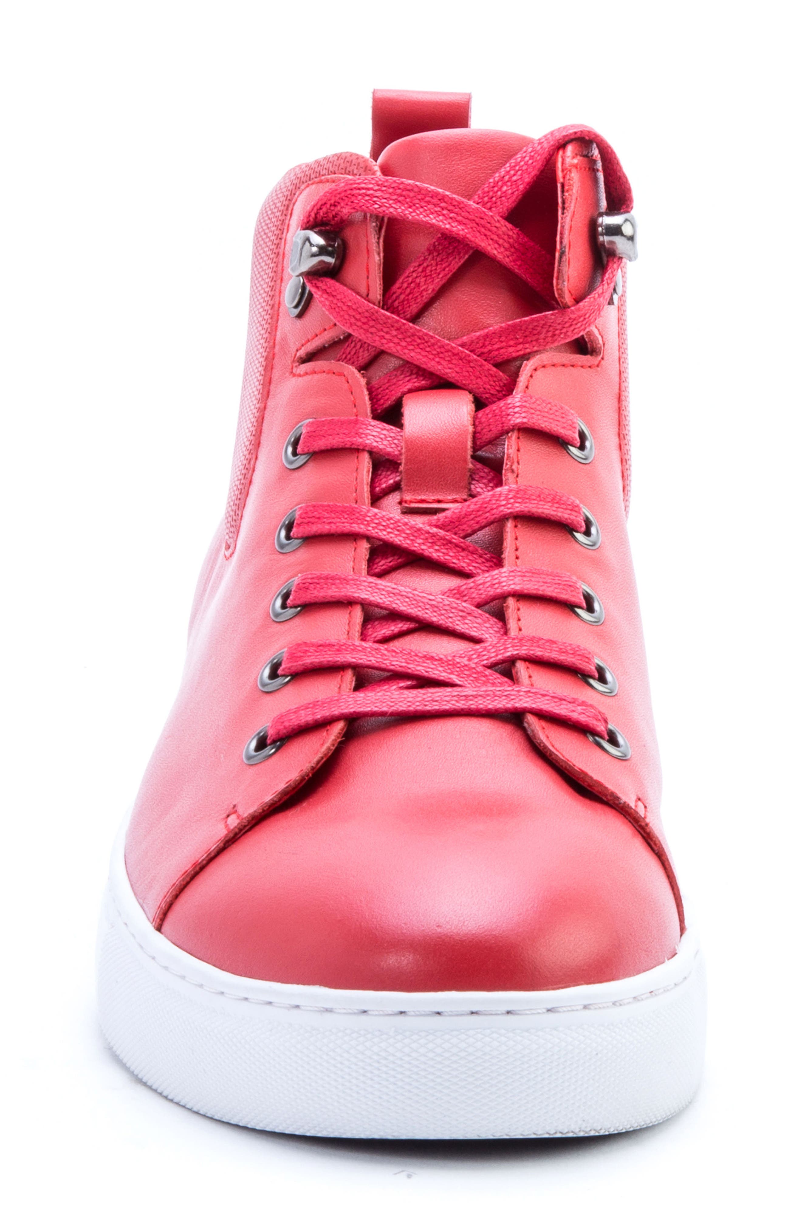 Badgley Mischka Sanders Sneaker, Alternate, color, RED LEATHER