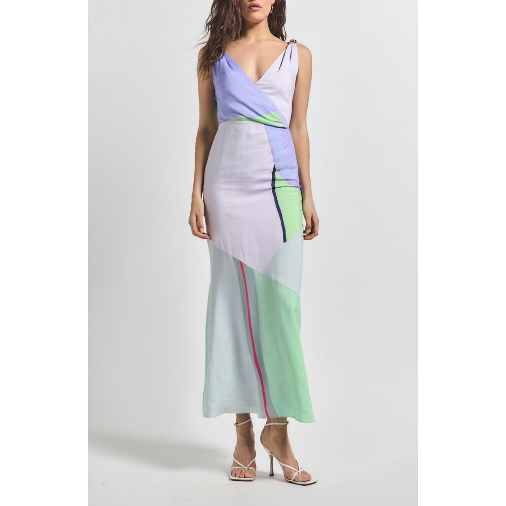 Derek Lam 10 Crosby Gabrielle Print Sleeveless Mermaid Maxi Dress In Opaline Multi