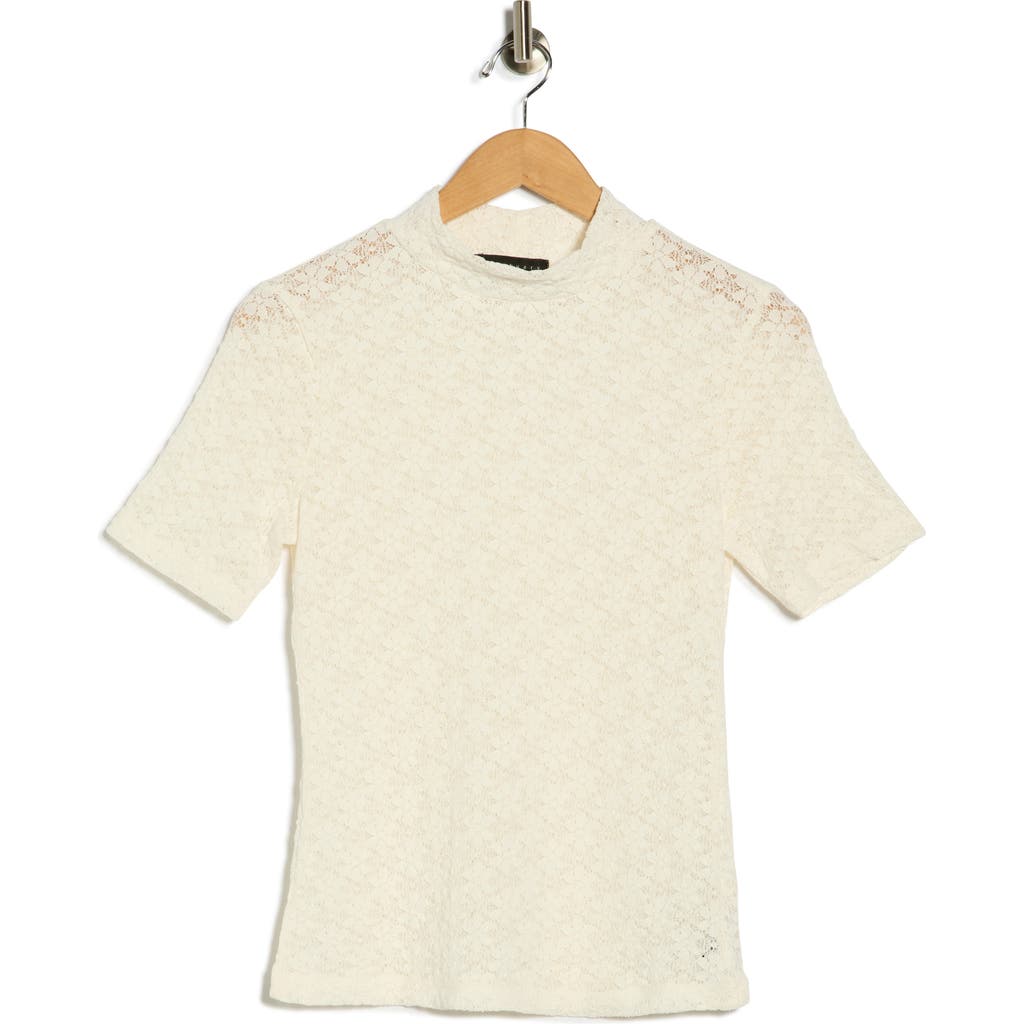 Sanctuary Mock Neck Lace Top In Neutral