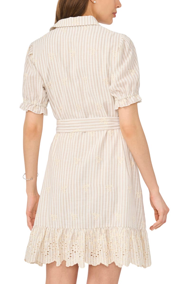 Vince Camuto Short Sleeve Belted Shirtdress, Alternate, color, Birch