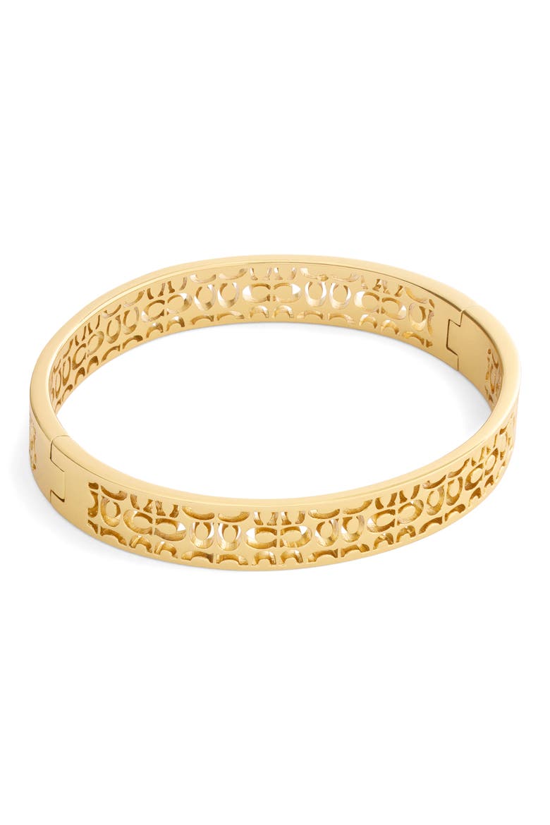 Quilted C Cutout Bangle, Main, color, SHINY GOLD