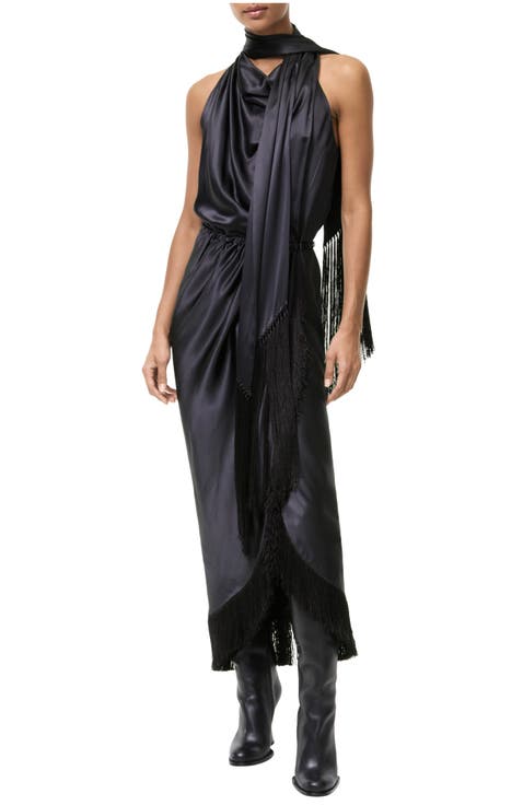 Fringed Silk Scarf Dress