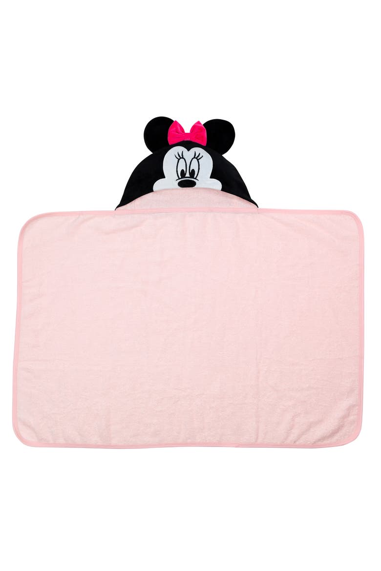 Disney Baby Minnie Mouse Cotton Hooded Baby Bath Towel, Alternate, color, Pink