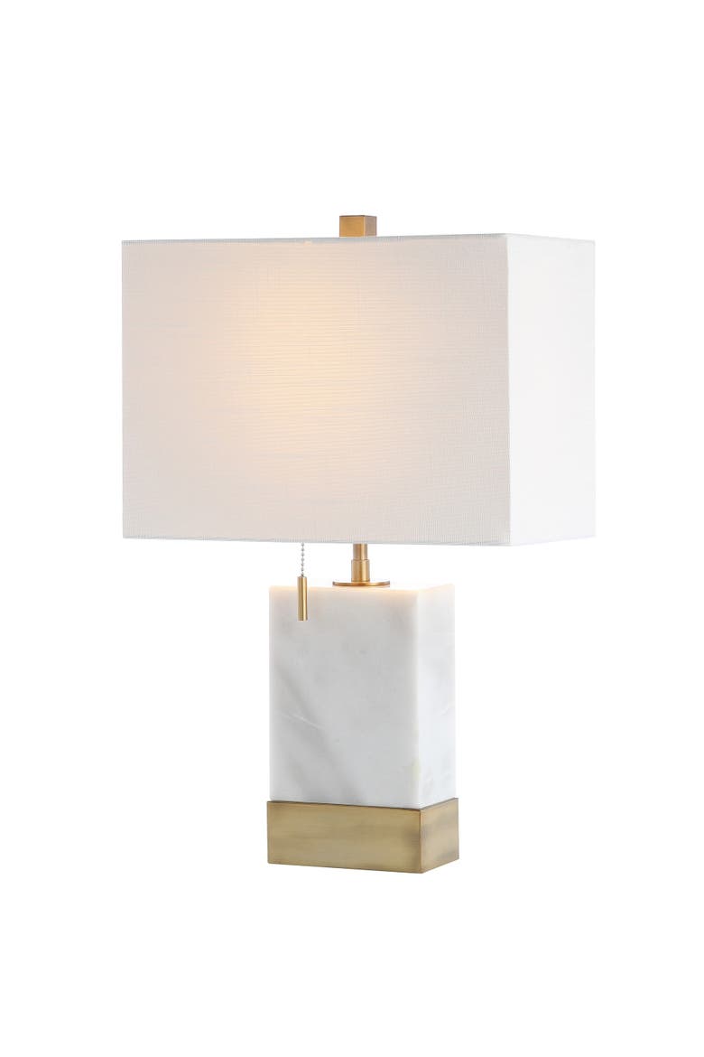 Trevor Marble/Iron Gold Modern Console LED Table Lamp, Main, color, White/Brass Gold