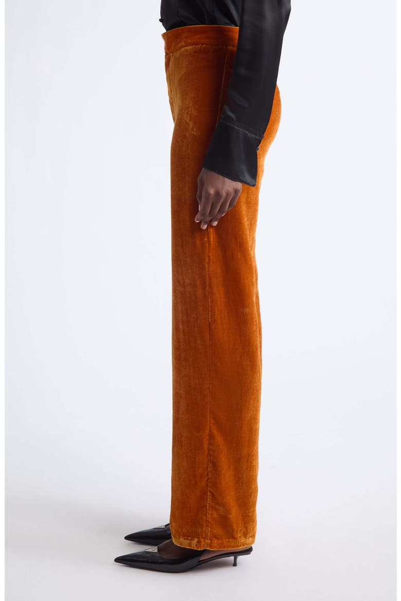 Silvia Silk Blend Velvet Trousers, Alternate, color, BURNT ORANGE