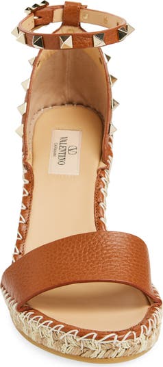 VALENTINO サンダル Rockstud leather wedge espadrilles772009 Valentino Garavani Valentino Rockstud Espadrille Wedge