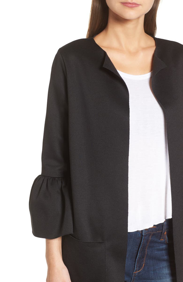 Cotton Emporium Ruffle Sleeve Cardigan, Alternate, color, 