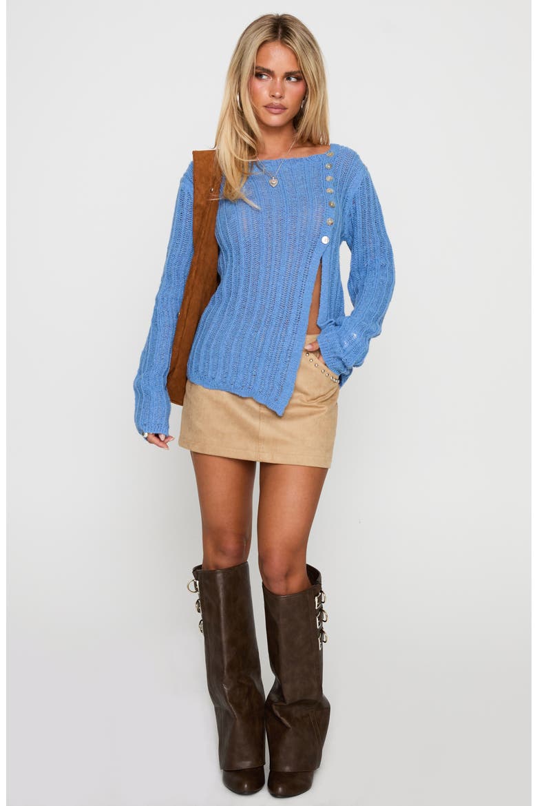 Lenker Asymmetric Button Cardigan, Alternate, color, BLUE