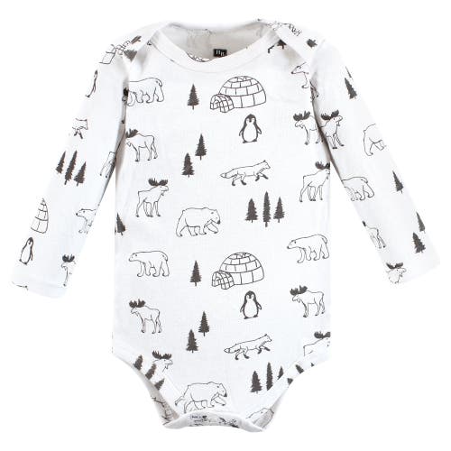 Hudson Baby Cotton Long-sleeve Bodysuits 5-pack In Gray