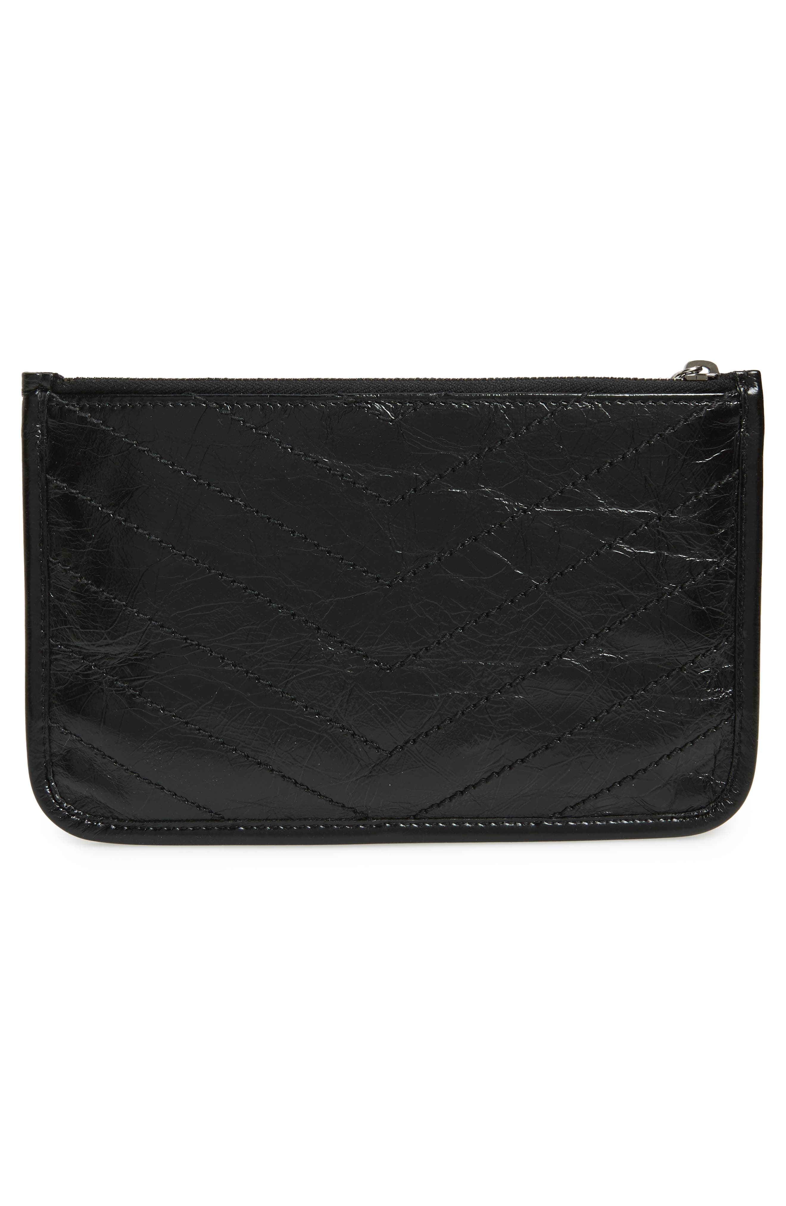 Saint Laurent Niki Quilted Leather Zip Pouch, Alternate, color, 