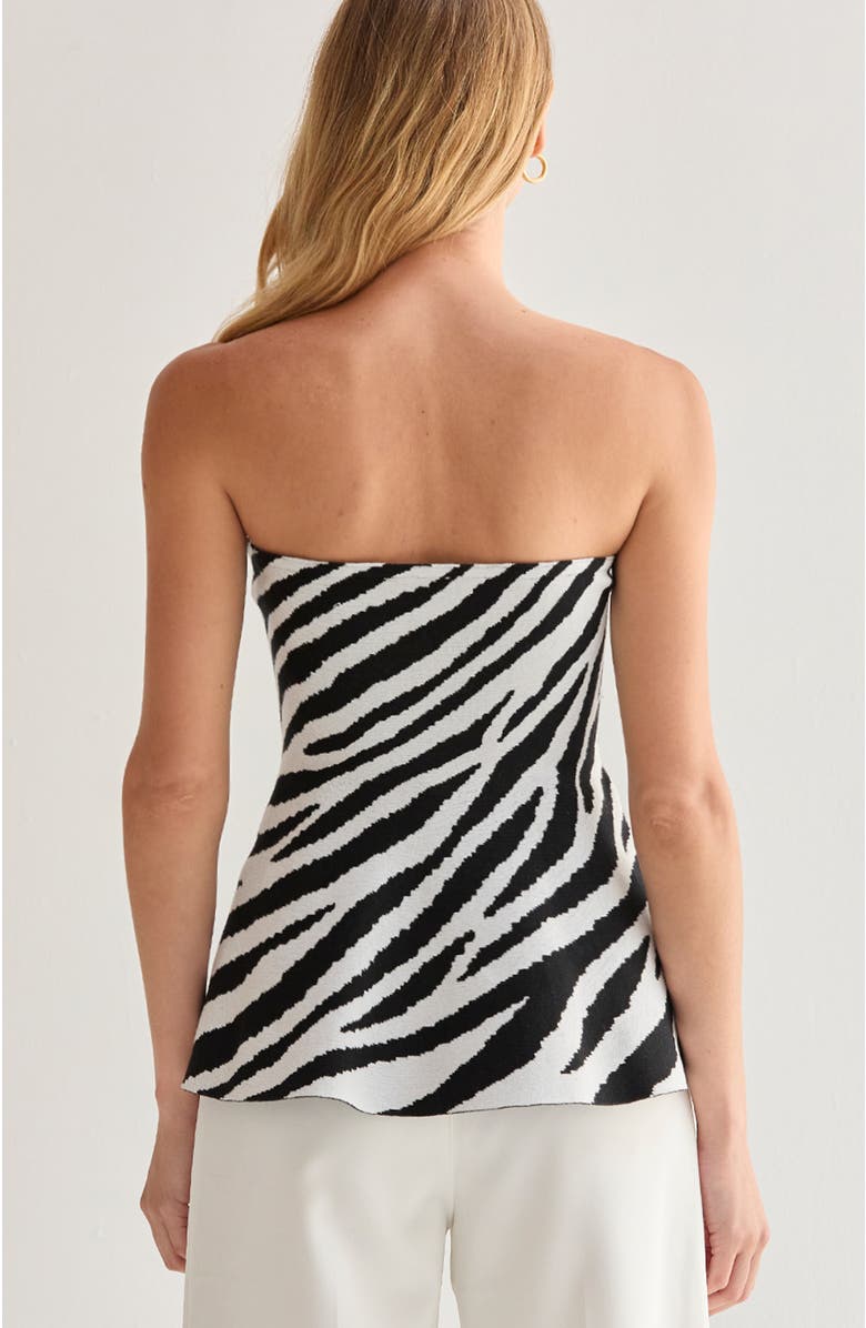 CRESCENT Zebra Print Jacquard Knit Peplum Top, Alternate, color, White/Black