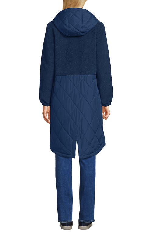 Lands' End High Pile Quilted Mixed Media Parka In Blue