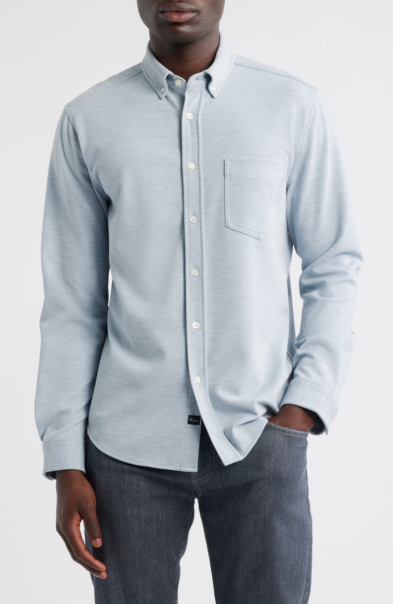 Rails Vincent Bird's Eye Knit Button-Down Shirt, Main, color, Blue Oxford