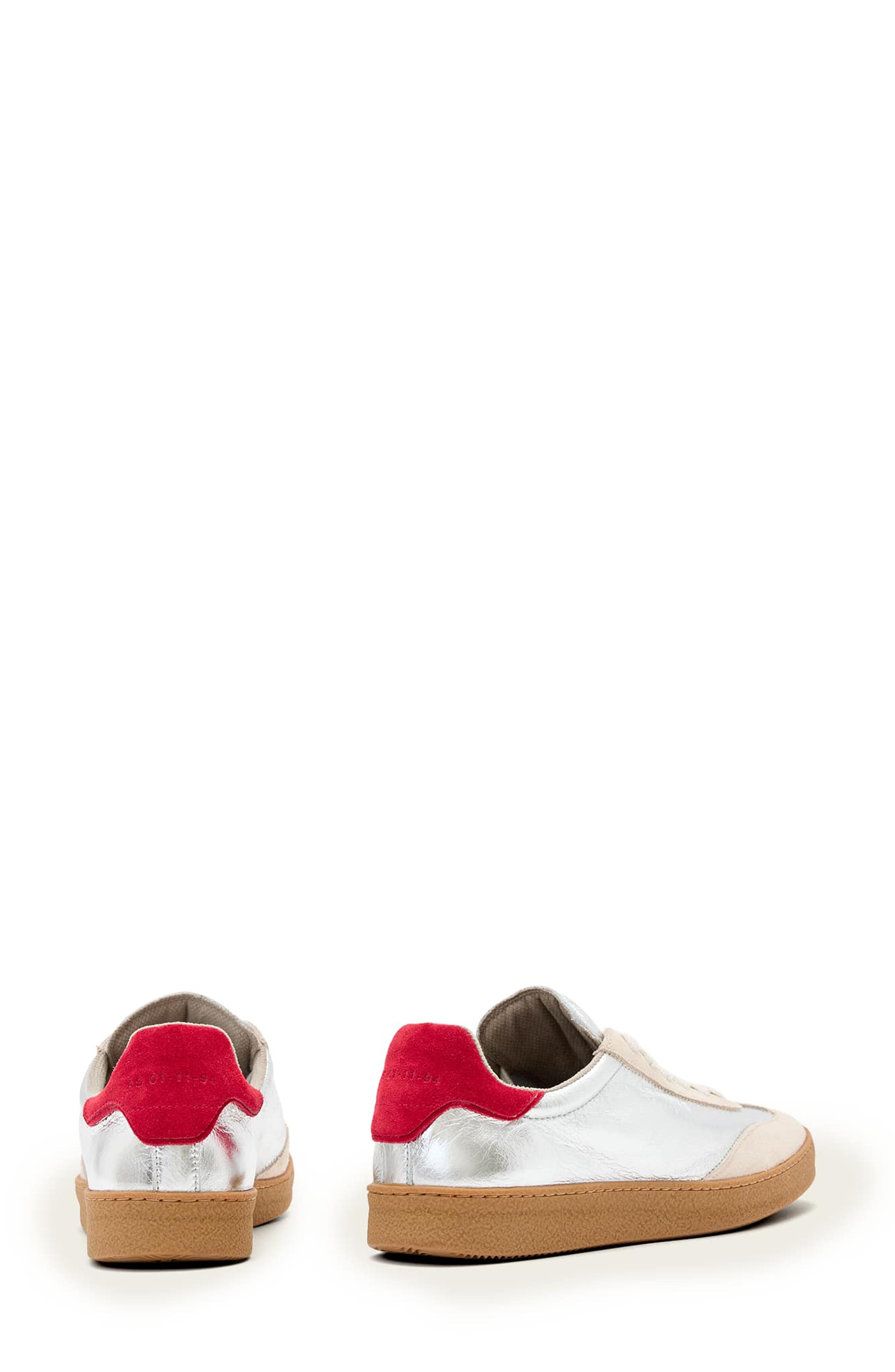 AllSaints Thelma Metallic Sneaker, Alternate, color, Silver/Red