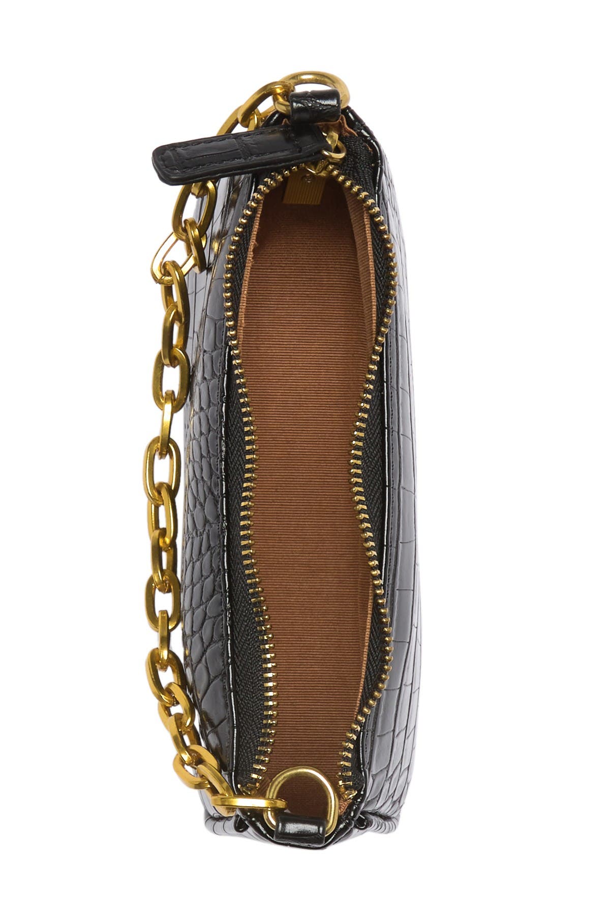 MOST WANTED USA Crocodile Embossed Leather Chain Baguette Crossbody Bag, Alternate, color, 