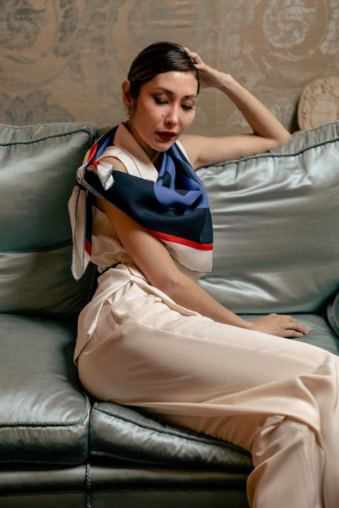 Paula - Hand Rolled Large Silk Foulard for Women