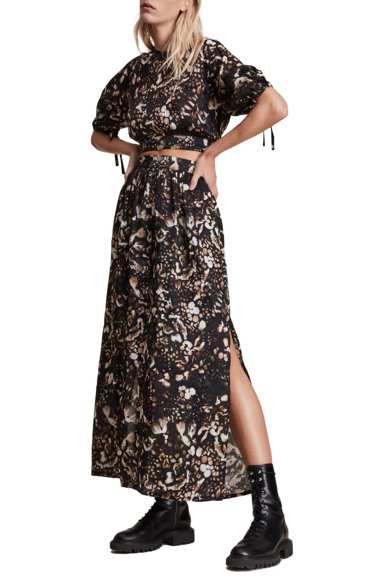 AllSaints Asta Kettu Linen Blend Maxi Skirt, Alternate, color,