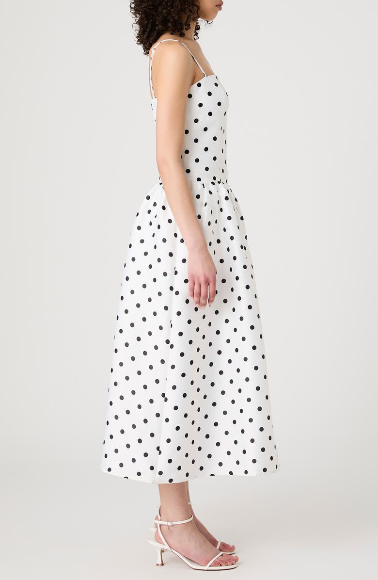 French Connection Polka Dot Strappy Drop Waist Sundress, Alternate, color,