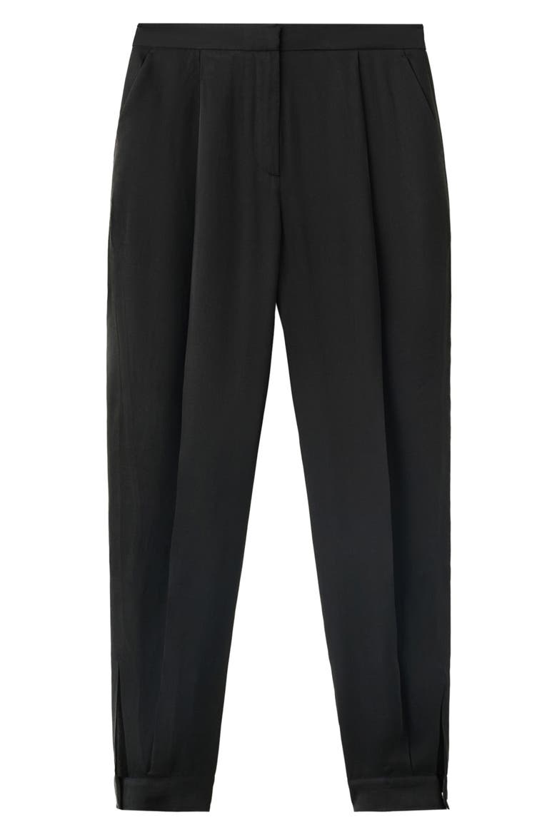 Pleated Baggy Cupro Blend Pants, Alternate, color, BLACK