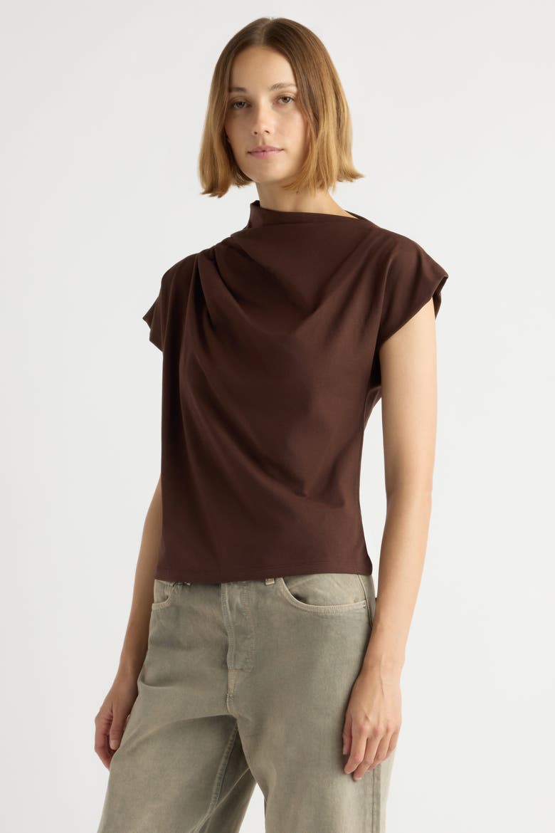 Kenny Asymmetric-Neck Tee, Main, color, Brown