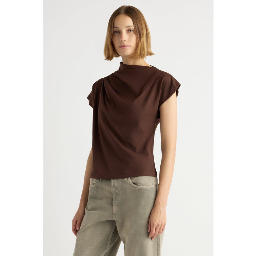 Modern Citizen Kenny Asymmetric-Neck Tee in Brown at Nordstrom, Size Large