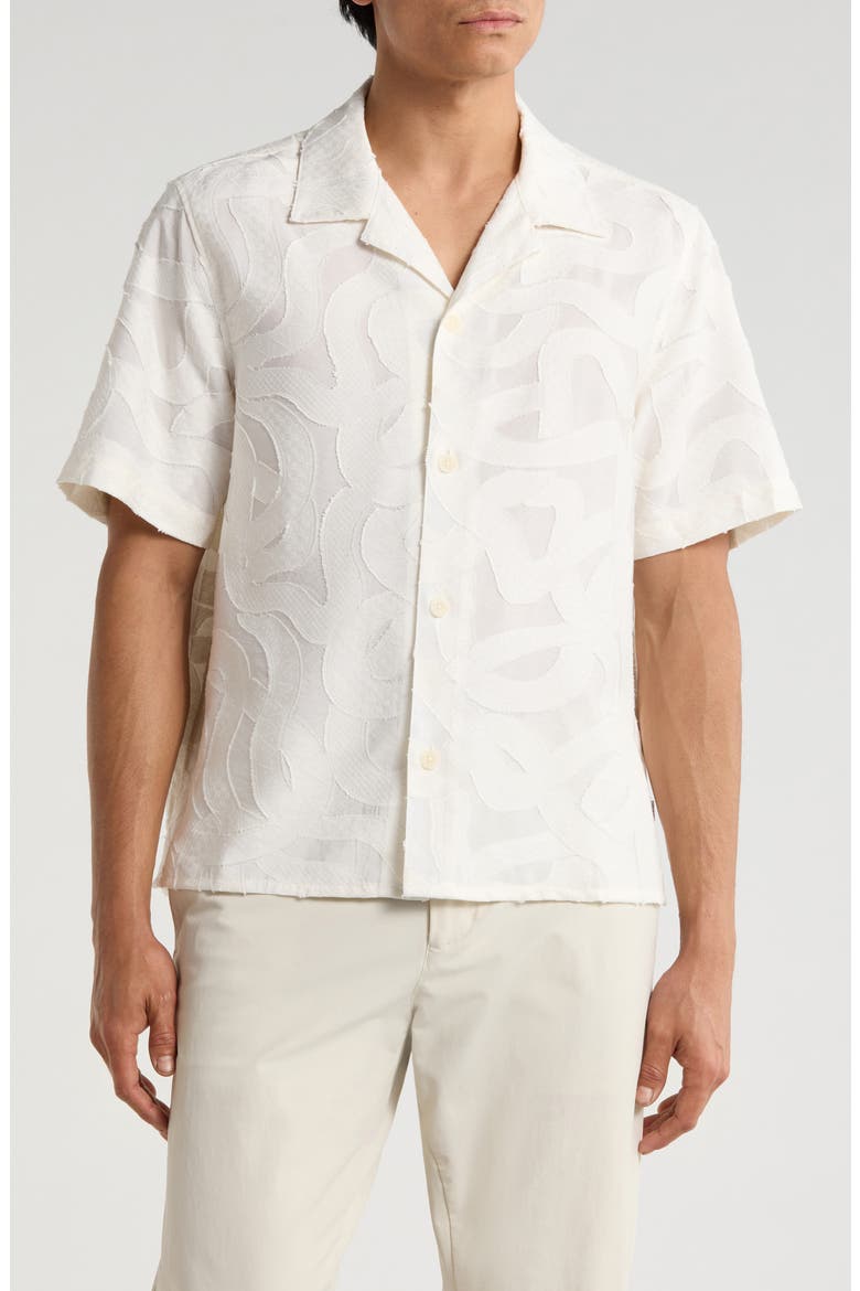 Curzon Abstract Jacquard Camp Shirt, Main, color, ECRU