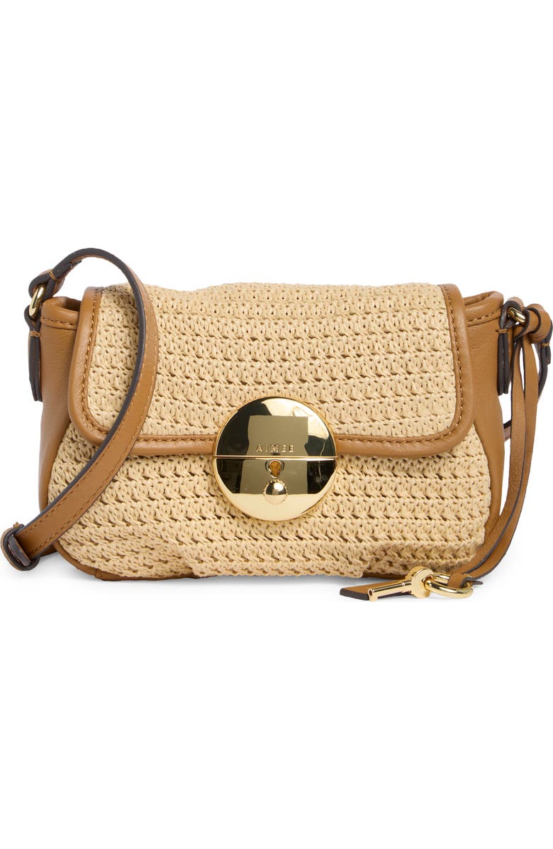 AIMEE Mini Cannes Flap Crossbody Bag, Main, color, Raffia Canyon