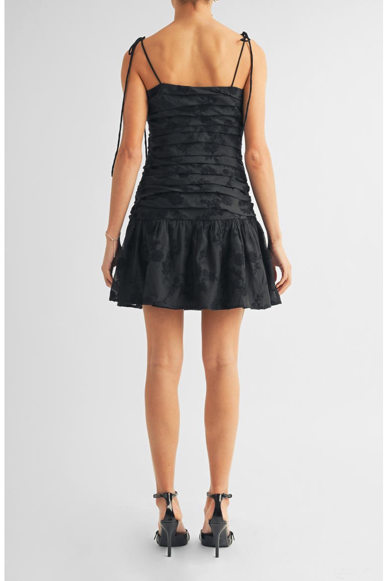 Kienna Jacquard Pleated Sleeveless Minidress, Alternate, color, BLACK FLORAL