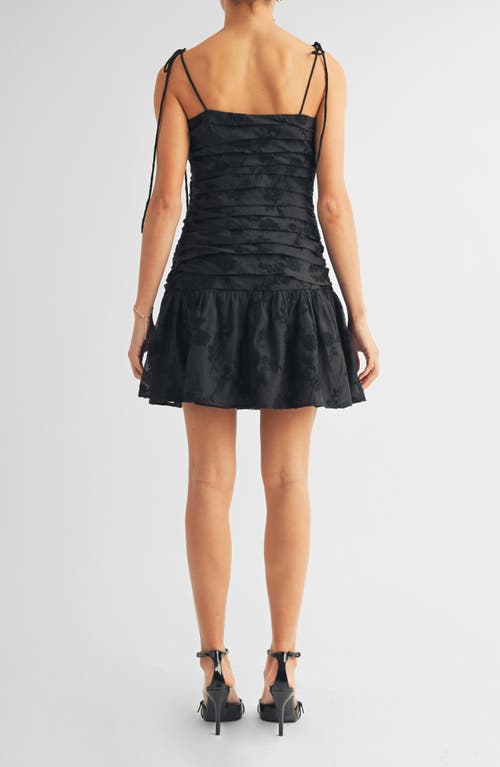 Arose Studio Kienna Jacquard Pleated Sleeveless Minidress In Black