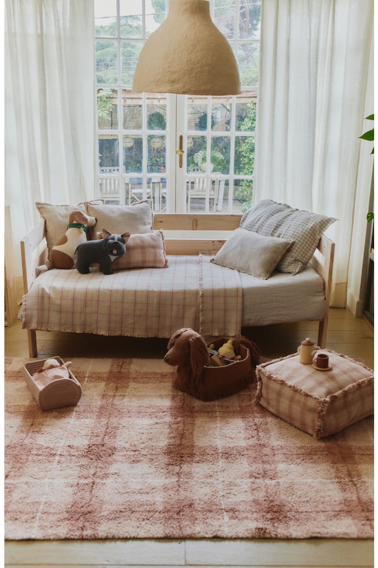 Tartan Washable Cotton Blend Area Rug, Alternate, color, ROSE NATURAL