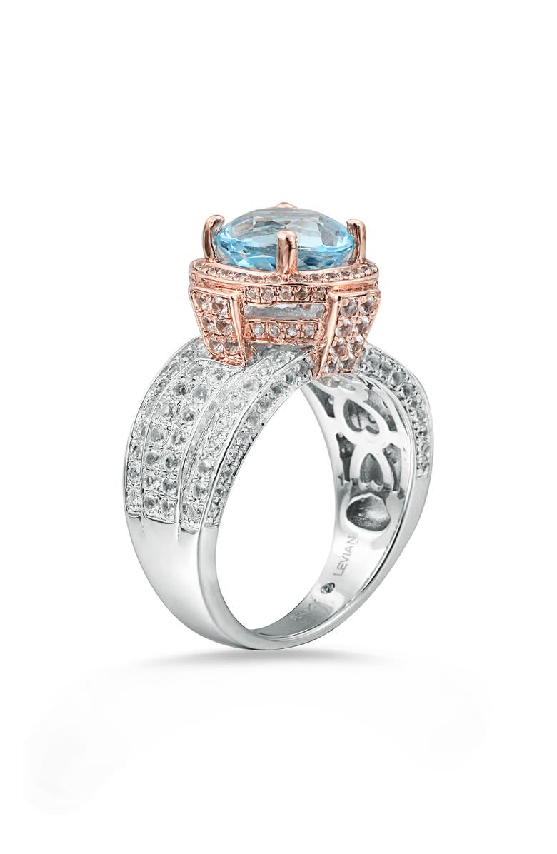 SUZY LEVIAN Two-Tone Semiprecious Stone & White Topaz Halo Ring, Alternate, color, Blue