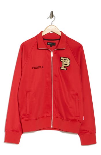 Purple Brand Bullion Patch Raglan Track Jacket In Red
