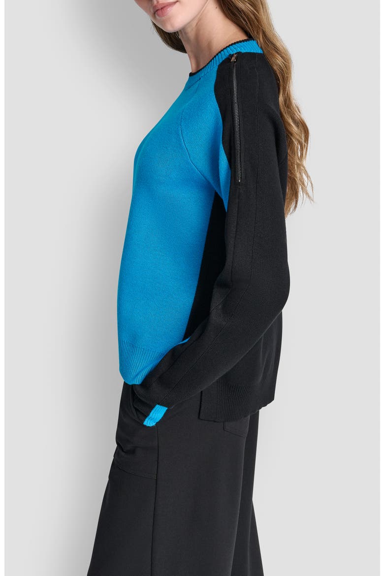 Contrast Crewneck Sweater, Alternate, color, OCEAN BLUE/BLACK