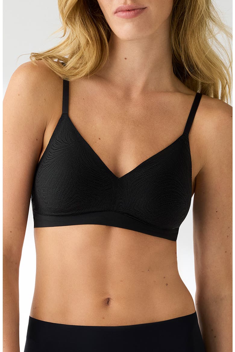 Lace Triangle Bralette, Main, color, BLACK